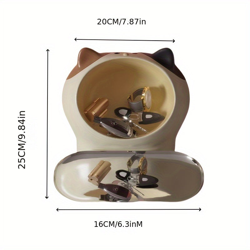 Luxury Big Mouth Cat Storage 1pc Luxury Big Mouth Cat Storage Ornaments - Light High-End Desktop Entrance Living Room Key Bedroom Key Storage Tray - Suitable for Housewarming Gifts, Thanksgiving, Halloween, Christmas, New Year's Day, Spring Festival
