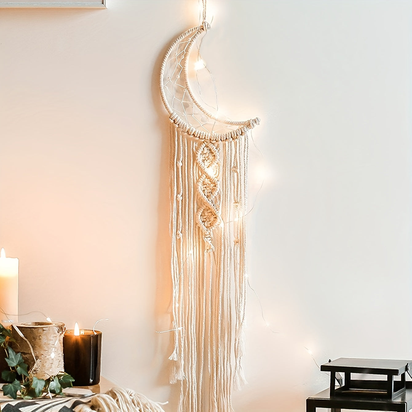 2pcs set of handmade woven lace star and moon dream catcher wall hanging