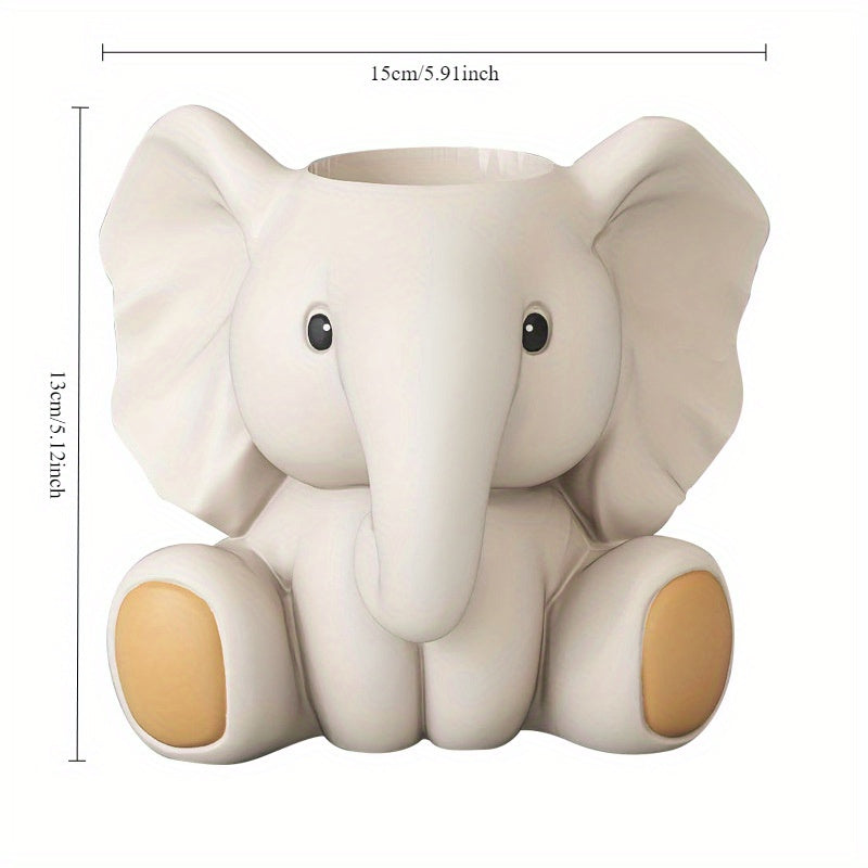 Cute Elephant Pen Holder Cute Elephant 1pc Pen Holder - Stylish Desk Storage Makeup Brush Holder - Functional Home Office Desk Ornament for Halloween, Christmas, New Year Gift