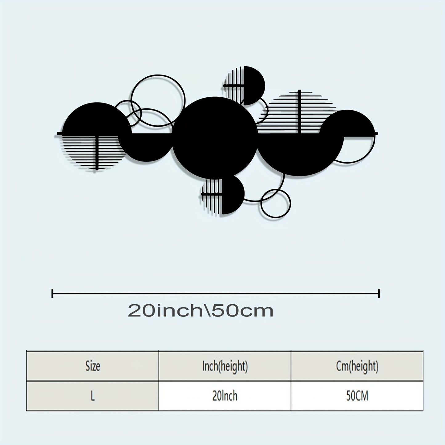 Modern Metal Wall Decor 1pc Modern Minimalist Metal Wall Decor - Black & White Geometric Circle Art with Horizontal Overlapping Circles - Powder-Coated Metal Construction - Bedroom