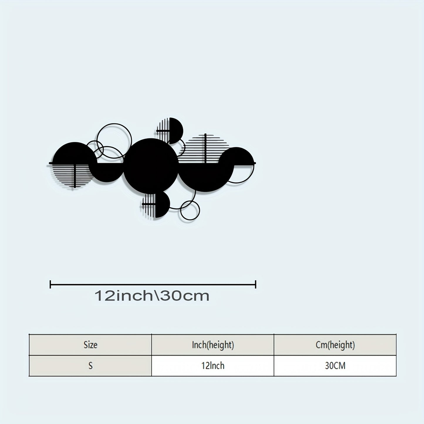 Modern Metal Wall Decor 1pc Modern Minimalist Metal Wall Decor - Black & White Geometric Circle Art with Horizontal Overlapping Circles - Powder-Coated Metal Construction - Bedroom