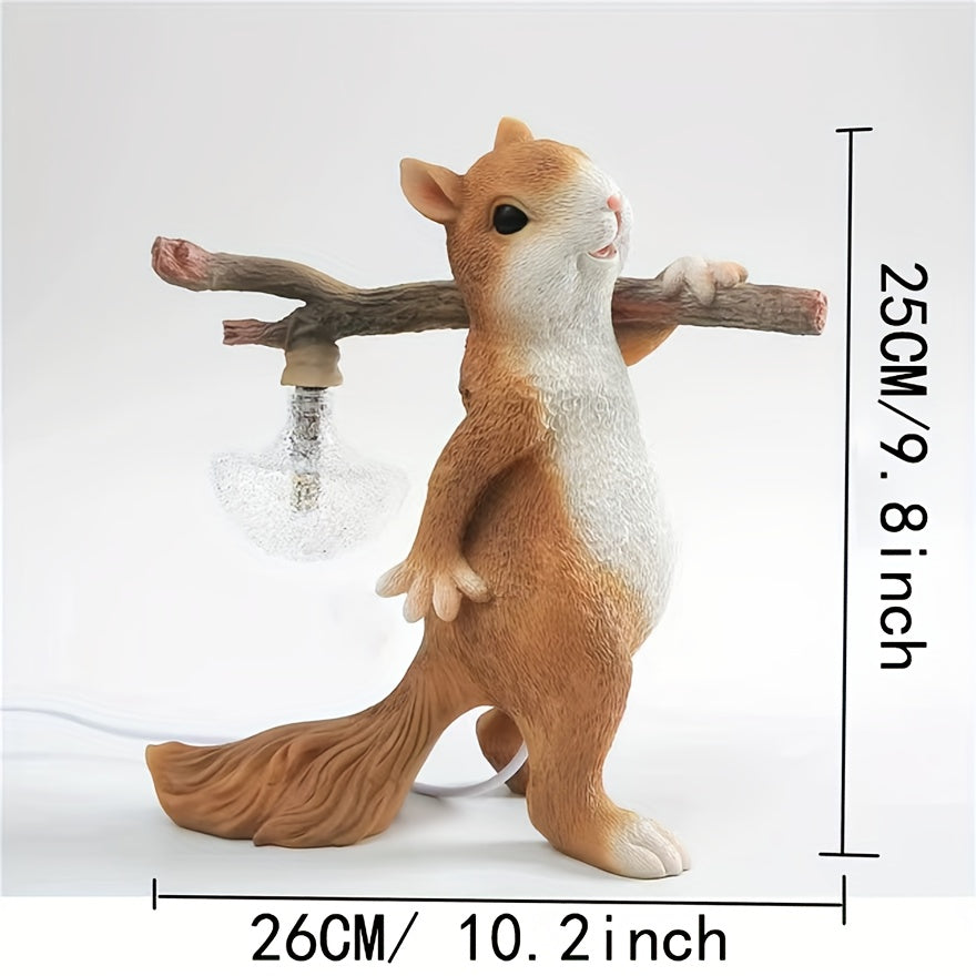 Charming Squirrel LED Desk Lamp - Modern Art Style, USB Powered with Included Bulb, Energy-Efficient Bedside Light for Cozy Ambiance