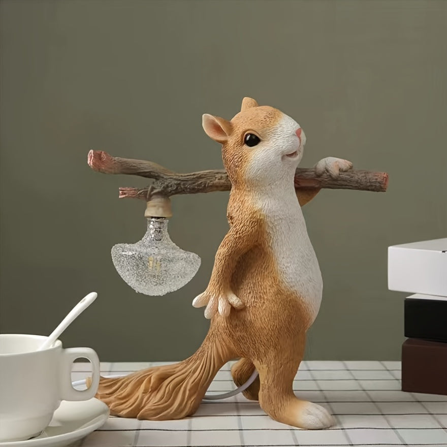 Charming Squirrel LED Desk Lamp - Modern Art Style, USB Powered with Included Bulb, Energy-Efficient Bedside Light for Cozy Ambiance