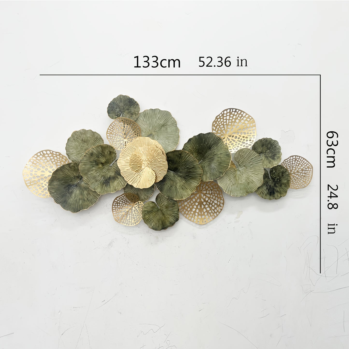 52.36x24.8 Inch Ginkgo Leaf Wall Hanging - Modern Chinese Iron Art Decorative Metal Wall Ornament for Living Room, Entryway Background Decoration