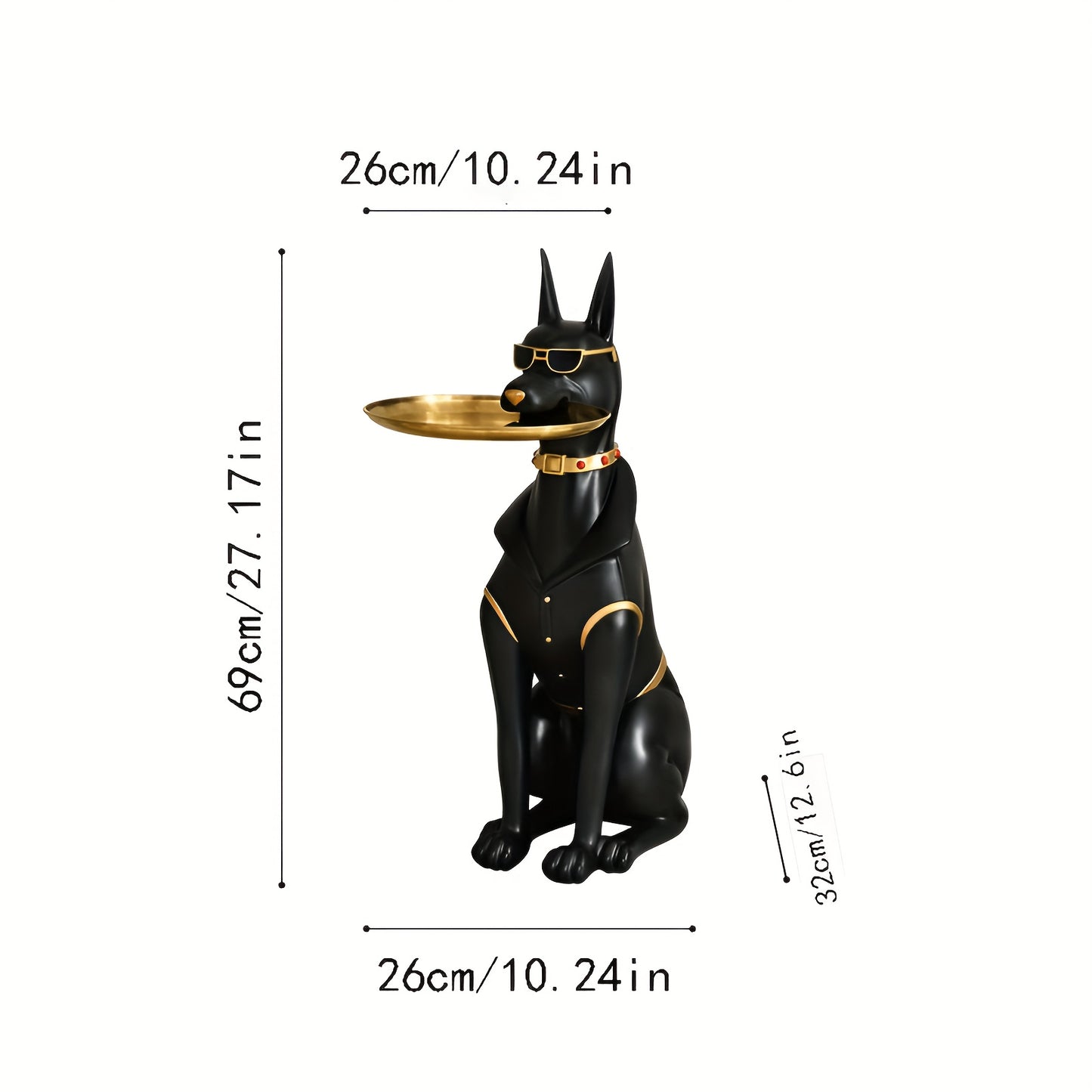 1pc Classic Resin Doberman Dog Sculpture with Tray - Abstract Animal Theme, Encaustic Finish, Ideal for Living Room Decor, Versatile Use, Perfect Gift for Christmas, Halloween, Easter, Mother's Day, Perfect for Thanksgiving