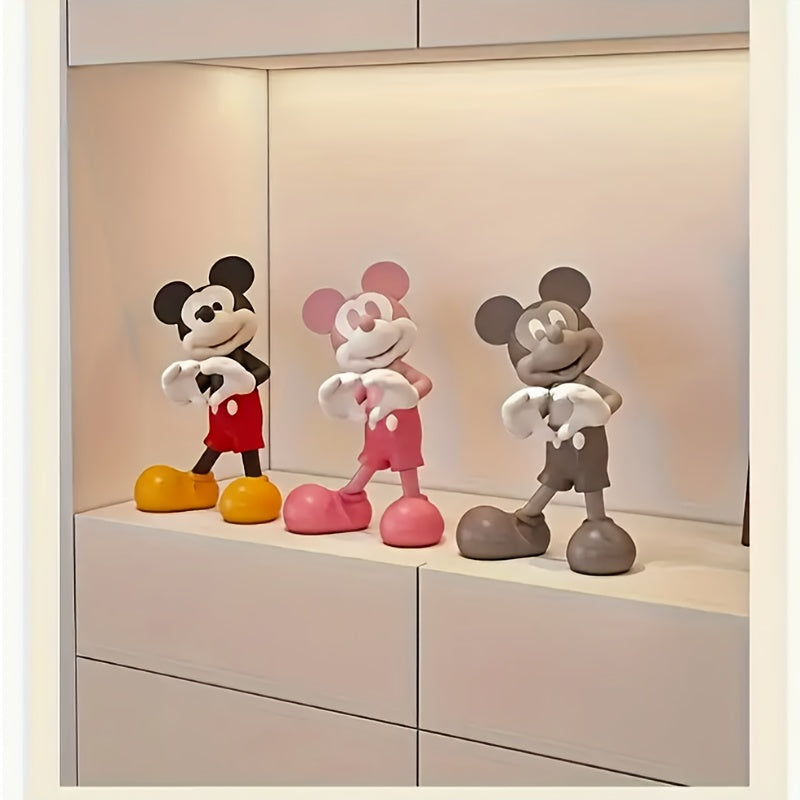 1pc Disney Mickey Mouse Statue Ornament, 11.42*7.87inch Heart Gesture Decoration, Suitable for Living Room, Desktop, TV Cabinet, Entrance Hall, Large Floor Decoration, no Electricity Required, Plastic Statue, All Season Available, Daily, Halloween Gift