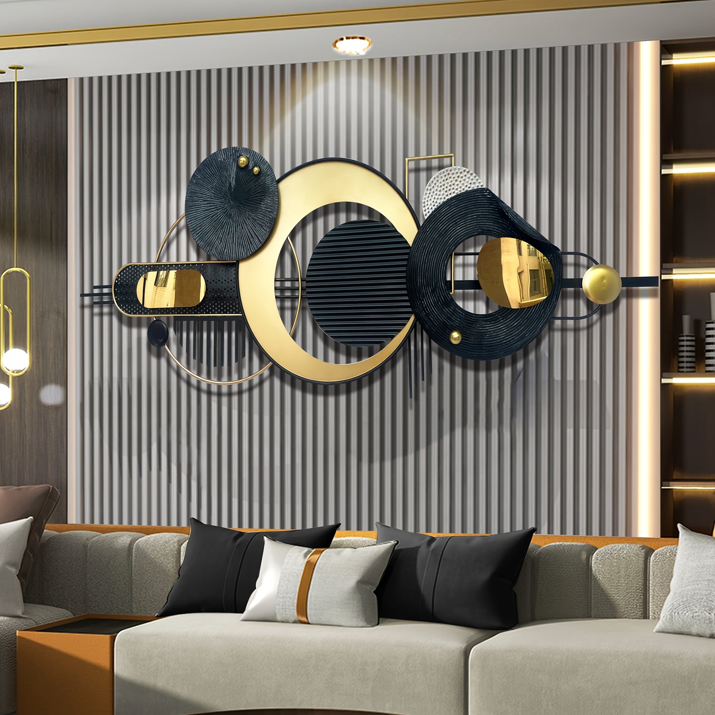 Iron Art Wall Decor Creative 3D Sofa Background Hanging Ornament for Living Room