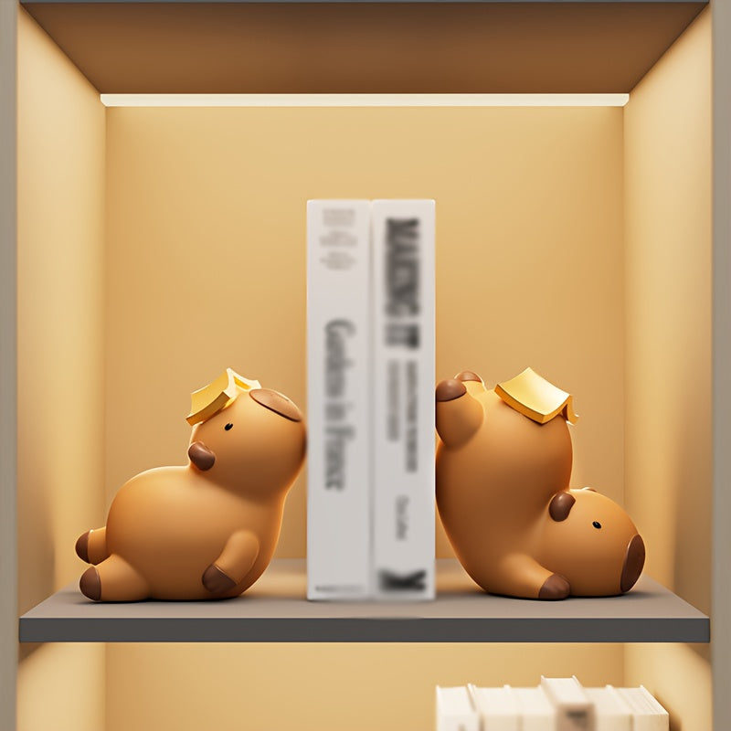 2pcs Kapibara bookend set, cute and stress-relieving, home decor, office supplies, book holder, stylish yet practical, enhances the atmosphere of your home or office, perfect for gifting to family and friends