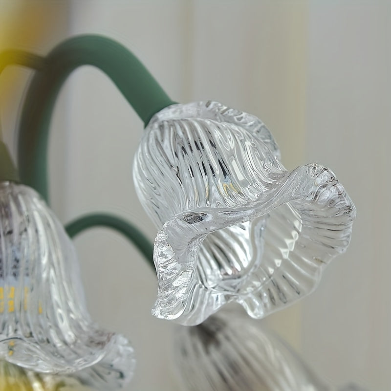 Green Floral Table Lamp - Crystal Glass Shade, Sturdy Iron Frame, USB Powered, Anti-Slip Base for Bedroom, Desk, Study