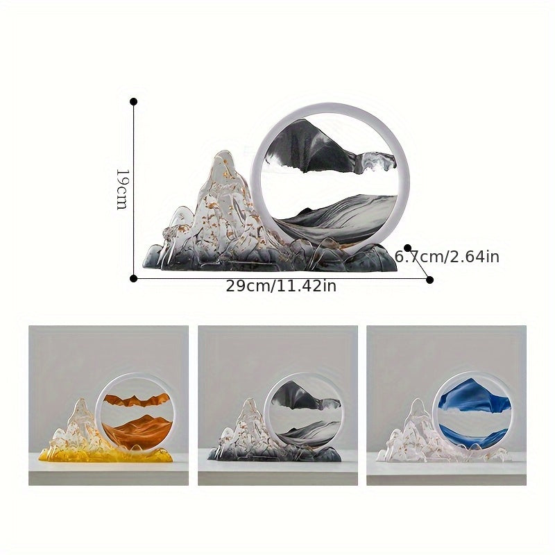1pc Creative Rockery Statue Quicksand Painting Ornaments Home Decoration Porch Bookshelf Fireplace Bedroom Living Room Housewarming Gift Desktop Decoration
