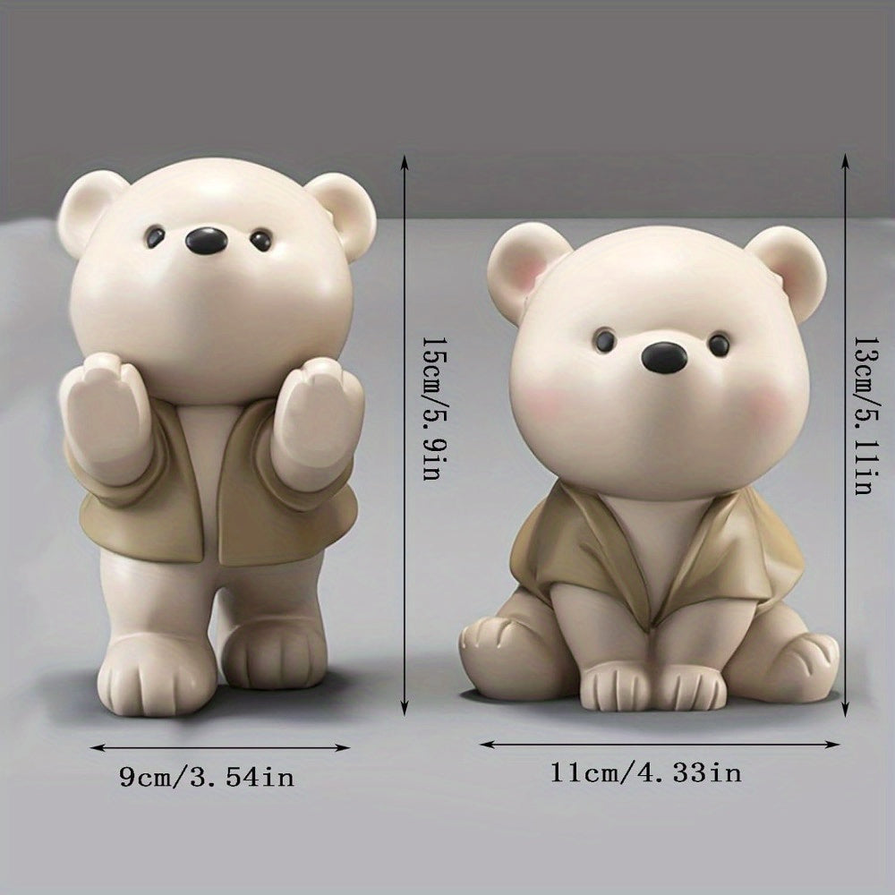 1pair (2pcs) of unique cute resin squatting bear decorative bookends, can store books magazines CDs, home office desktop bookshelf bedside table decor, graduation season Thanksgiving Christmas birthday housewarming gift