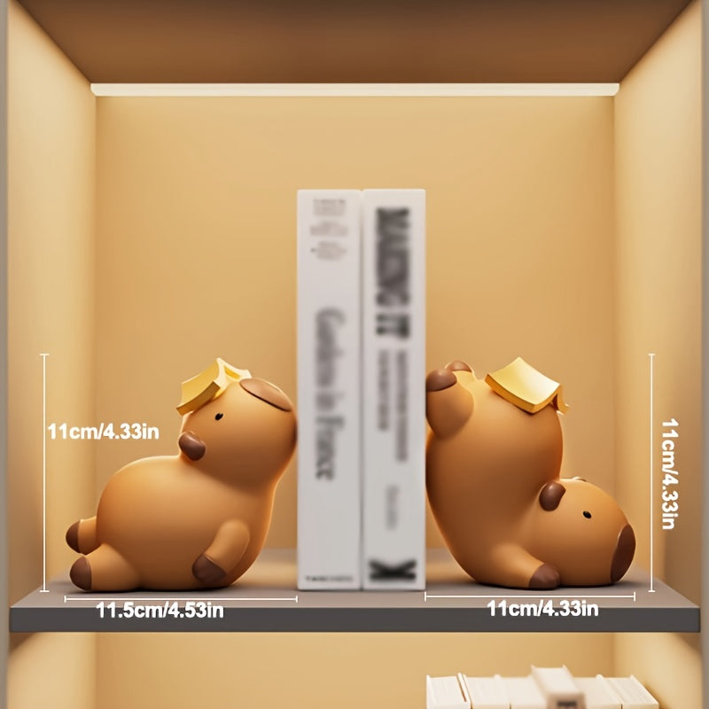 2pcs Kapibara bookend set, cute and stress-relieving, home decor, office supplies, book holder, stylish yet practical, enhances the atmosphere of your home or office, perfect for gifting to family and friends