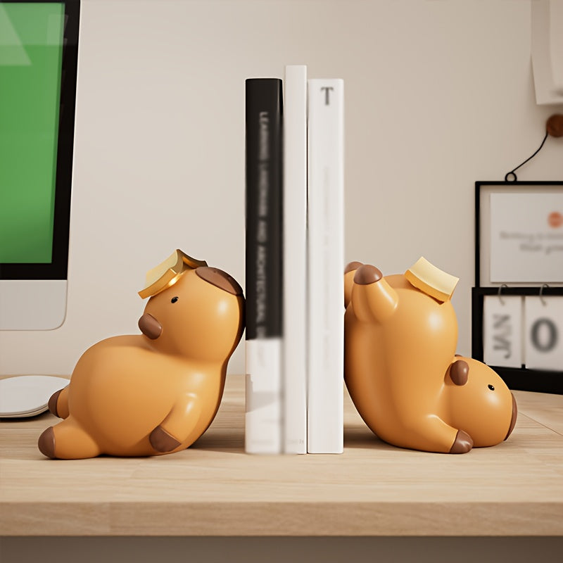 2pcs Kapibara bookend set, cute and stress-relieving, home decor, office supplies, book holder, stylish yet practical, enhances the atmosphere of your home or office, perfect for gifting to family and friends