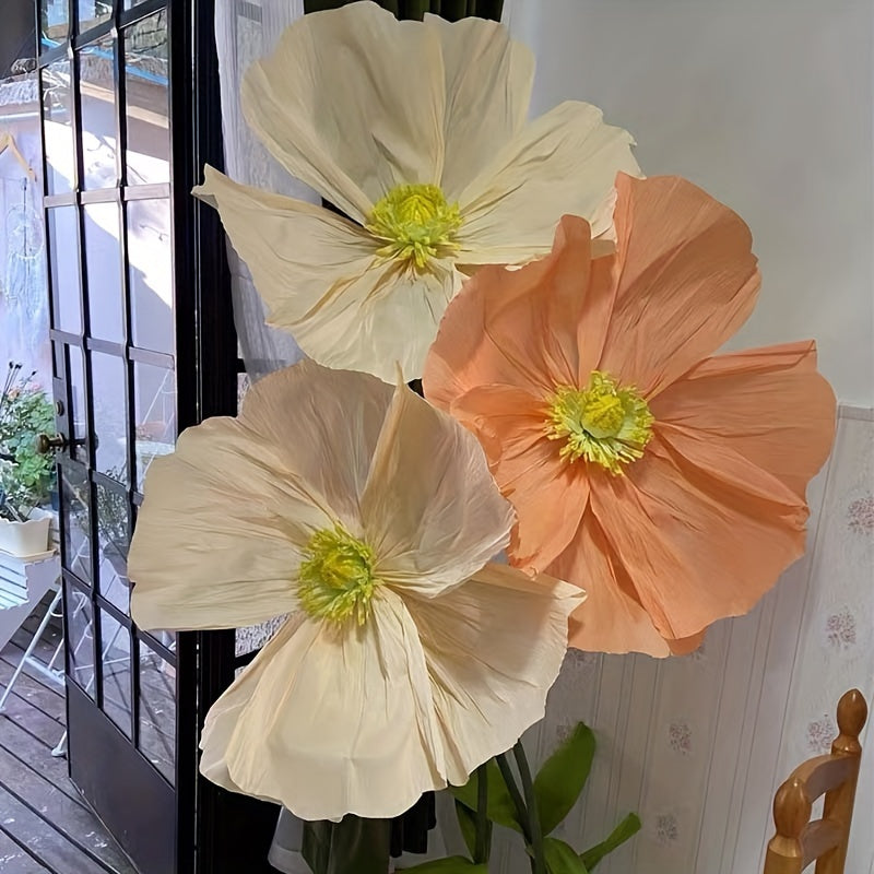 Super-large Paper Poppy Flowers 1pc Super-large Artificial Poppy Flowers - Fell To The Ground Decoration for Shopping Mall, Wedding Scene - Paper Art Flowers