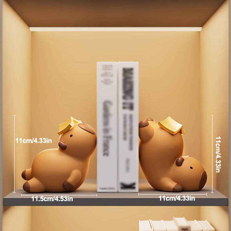 2pcs Kapibara bookend set, cute and stress-relieving, home decor, office supplies, book holder, stylish yet practical, enhances the atmosphere of your home or office, perfect for gifting to family and friends