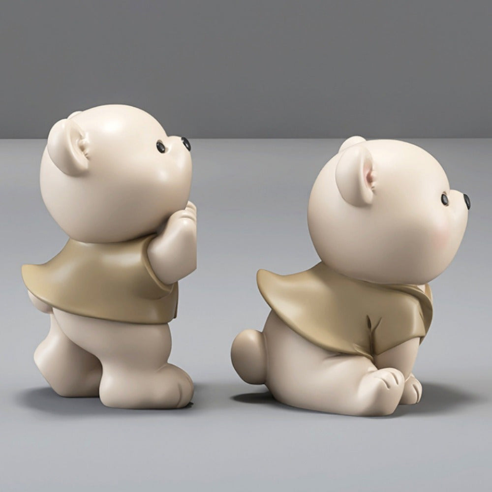 1pair (2pcs) of unique cute resin squatting bear decorative bookends, can store books magazines CDs, home office desktop bookshelf bedside table decor, graduation season Thanksgiving Christmas birthday housewarming gift