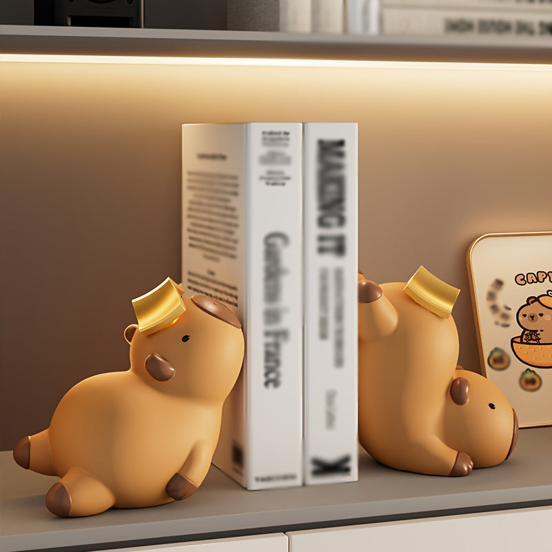 2pcs Kapibara bookend set, cute and stress-relieving, home decor, office supplies, book holder, stylish yet practical, enhances the atmosphere of your home or office, perfect for gifting to family and friends