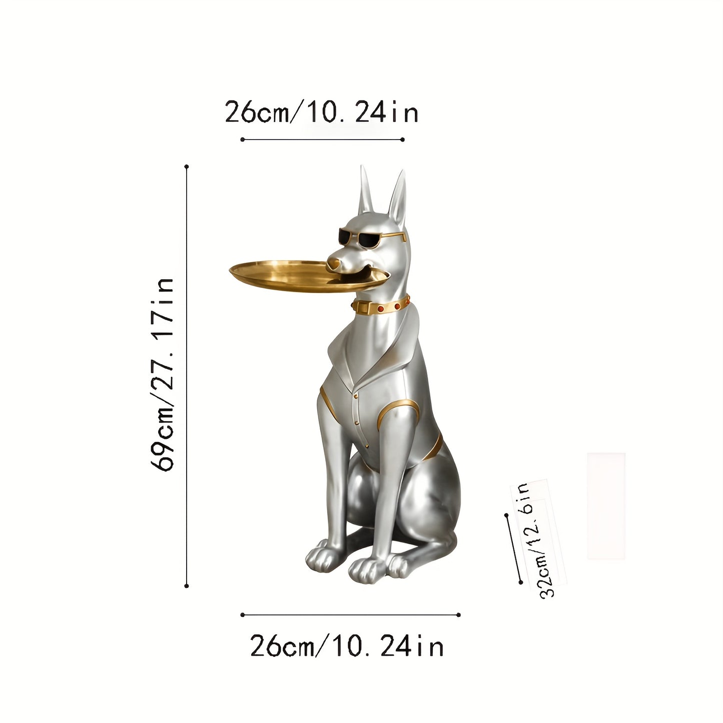 1pc Classic Resin Doberman Dog Sculpture with Tray - Abstract Animal Theme, Encaustic Finish, Ideal for Living Room Decor, Versatile Use, Perfect Gift for Christmas, Halloween, Easter, Mother's Day, Perfect for Thanksgiving