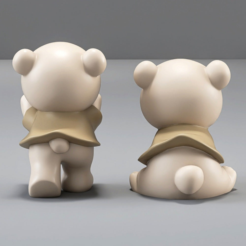 1pair (2pcs) of unique cute resin squatting bear decorative bookends, can store books magazines CDs, home office desktop bookshelf bedside table decor, graduation season Thanksgiving Christmas birthday housewarming gift