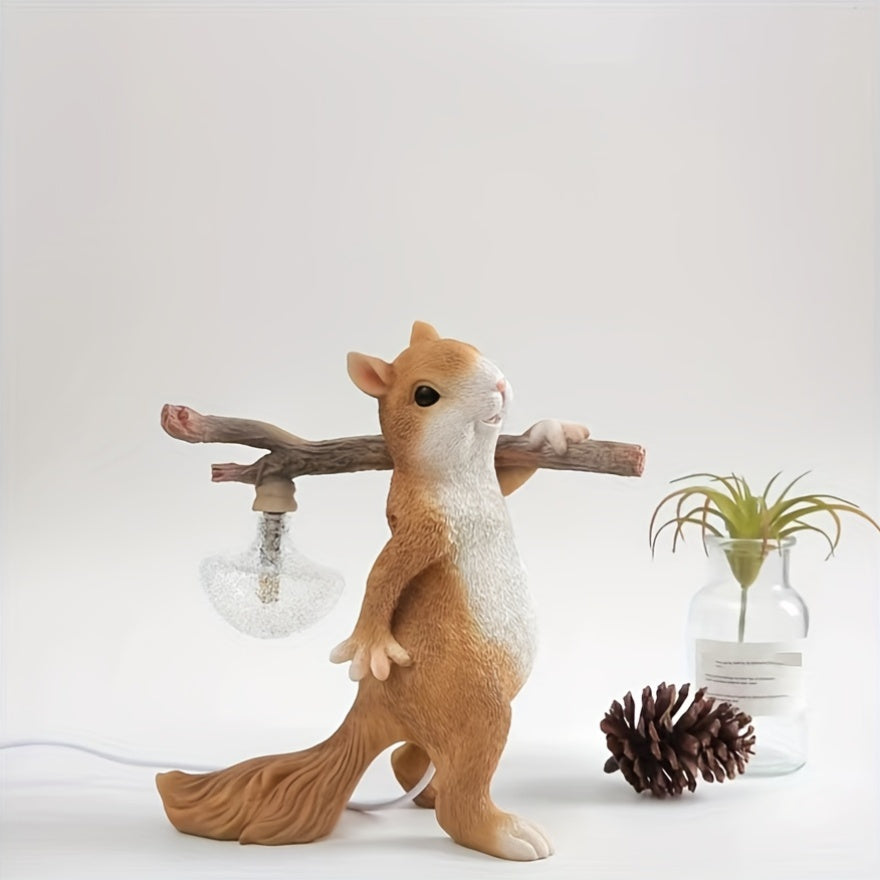 Charming Squirrel LED Desk Lamp - Modern Art Style, USB Powered with Included Bulb, Energy-Efficient Bedside Light for Cozy Ambiance