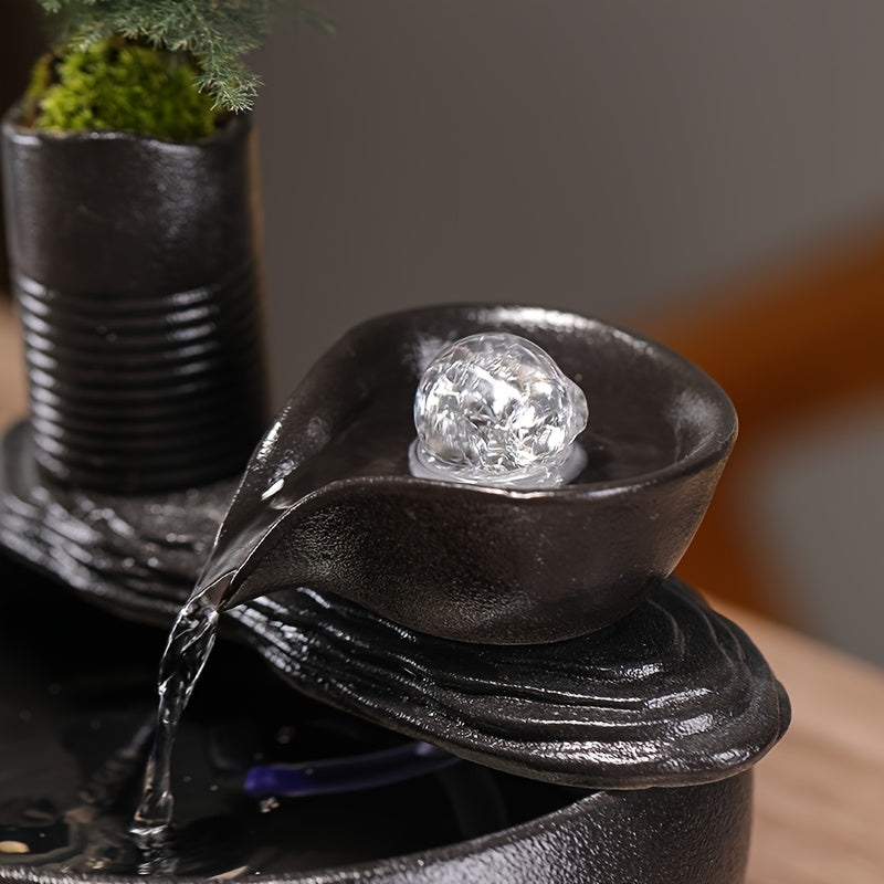 1pc Ceramic Fountain 1pc Ceramic USB-Powered Desktop Fountain | Peaceful Waterfall Design, Ideal for Living Room, Bedroom, Yoga Studio, Hotel, and Library Decor, Indoor Use, Modern Home Office Decor