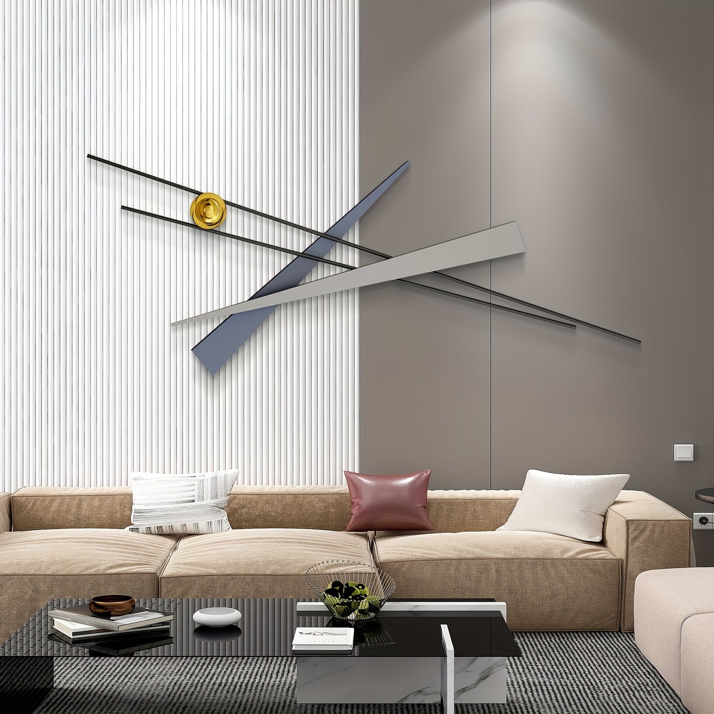 Stainless Steel Abstract 3D Metal Wall Art, Flame Finish, Modern Geometric Wall Sculpture, Minimalist Deco