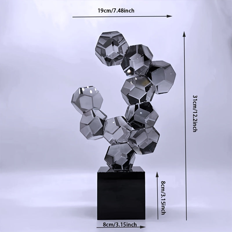1pc Modern Geometric Glass Sculpture - Abstract Crystal-Like Decorative Piece for Living Room
