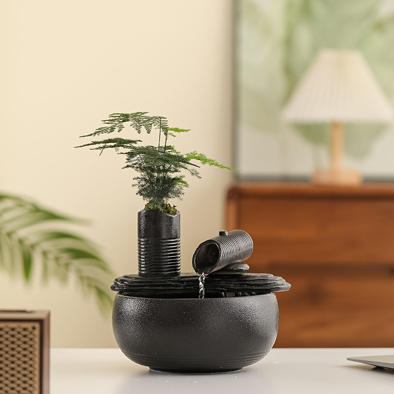 1pc Ceramic Fountain 1pc Ceramic USB-Powered Desktop Fountain | Peaceful Waterfall Design, Ideal for Living Room, Bedroom, Yoga Studio, Hotel, and Library Decor, Indoor Use, Modern Home Office Decor