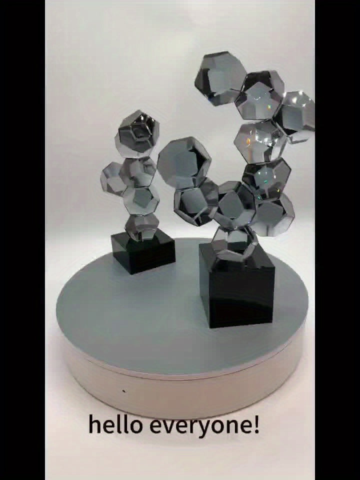 1pc Modern Geometric Glass Sculpture - Abstract Crystal-Like Decorative Piece for Living Room