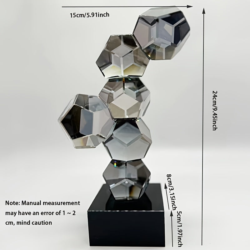1pc Modern Geometric Glass Sculpture - Abstract Crystal-Like Decorative Piece for Living Room