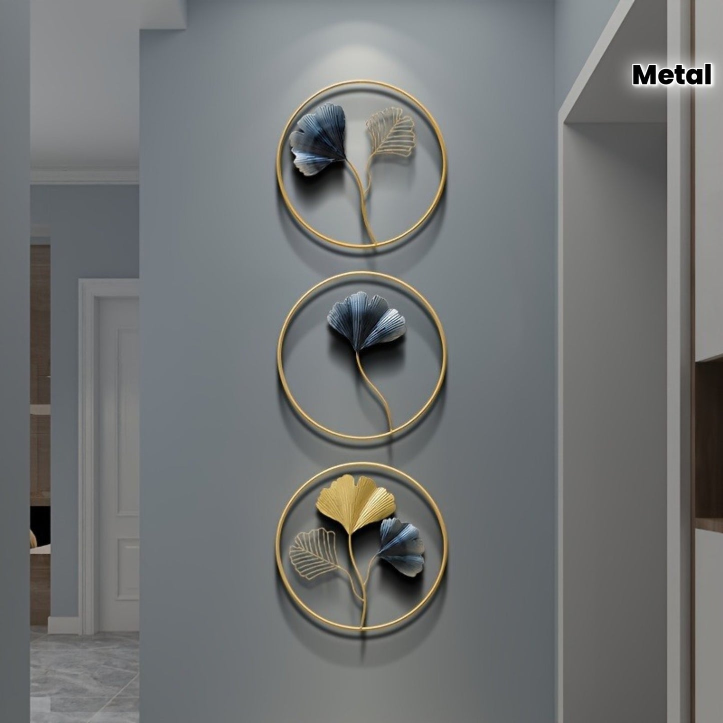 1pc 3pcs European Iron Ginkgo Wall Hanging Decor, 11.81inch x 11.81inch