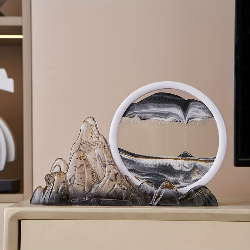 1pc Creative Rockery Statue Quicksand Painting Ornaments Home Decoration Porch Bookshelf Fireplace Bedroom Living Room Housewarming Gift Desktop Decoration