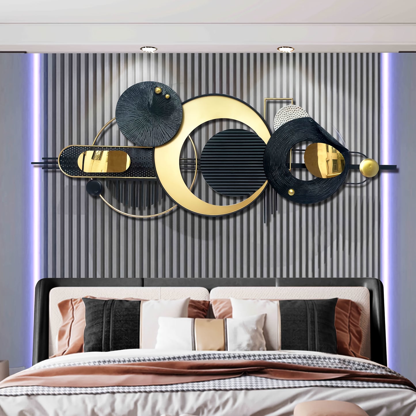 Iron Art Wall Decor Creative 3D Sofa Background Hanging Ornament for Living Room