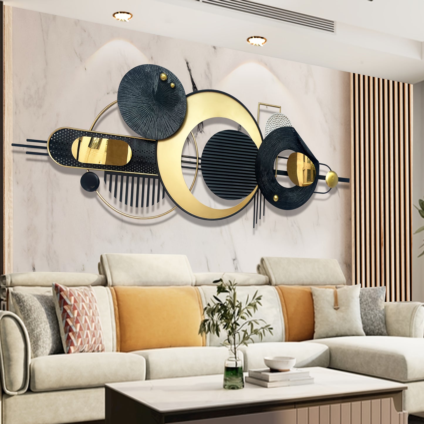 Iron Art Wall Decor Creative 3D Sofa Background Hanging Ornament for Living Room