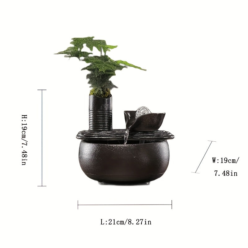 1pc Ceramic Fountain 1pc Ceramic USB-Powered Desktop Fountain | Peaceful Waterfall Design, Ideal for Living Room, Bedroom, Yoga Studio, Hotel, and Library Decor, Indoor Use, Modern Home Office Decor