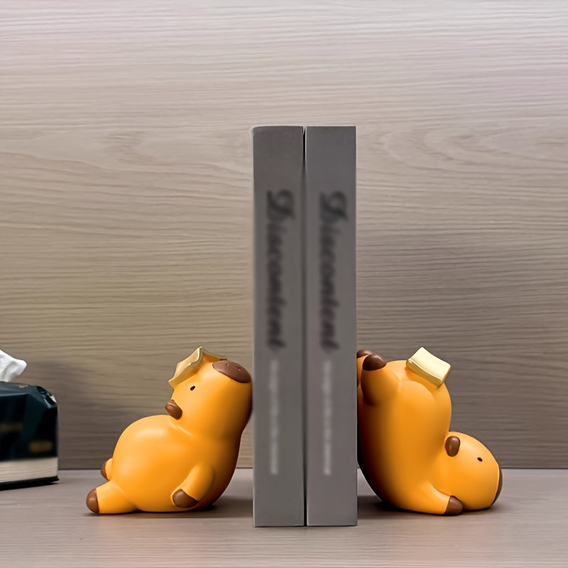 2pcs Kapibara bookend set, cute and stress-relieving, home decor, office supplies, book holder, stylish yet practical, enhances the atmosphere of your home or office, perfect for gifting to family and friends