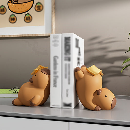 2pcs Kapibara bookend set, cute and stress-relieving, home decor, office supplies, book holder, stylish yet practical, enhances the atmosphere of your home or office, perfect for gifting to family and friends