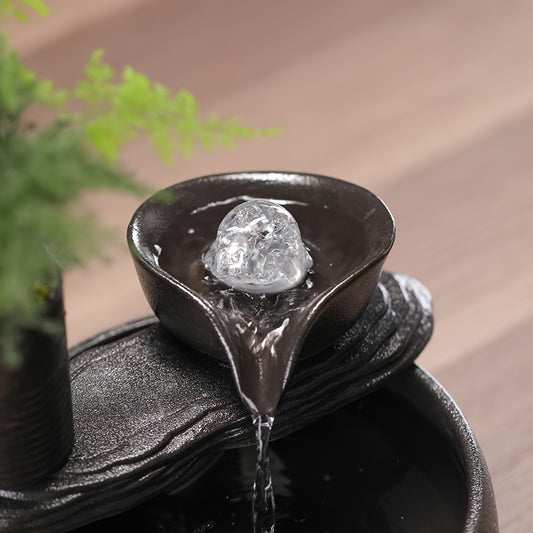 1pc Ceramic Fountain 1pc Ceramic USB-Powered Desktop Fountain | Peaceful Waterfall Design, Ideal for Living Room, Bedroom, Yoga Studio, Hotel, and Library Decor, Indoor Use, Modern Home Office Decor