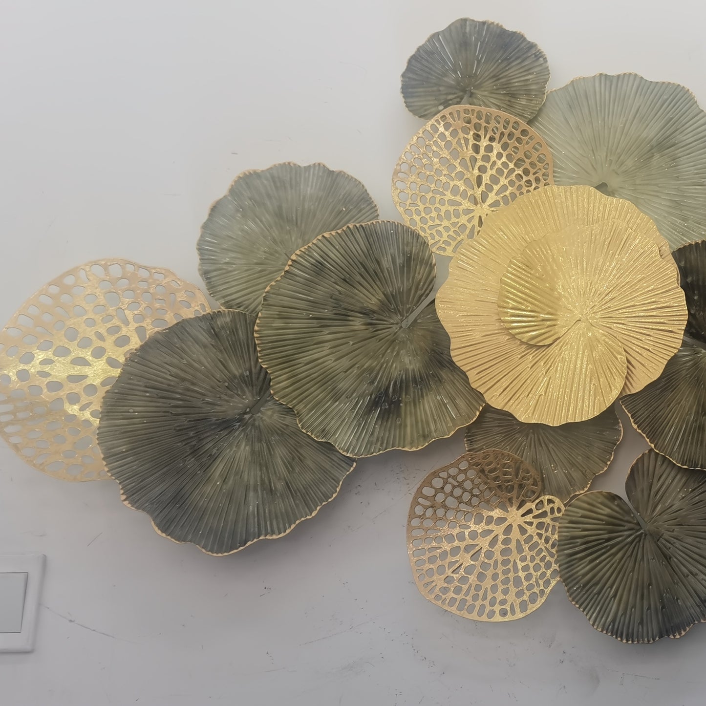 52.36x24.8 Inch Ginkgo Leaf Wall Hanging - Modern Chinese Iron Art Decorative Metal Wall Ornament for Living Room, Entryway Background Decoration
