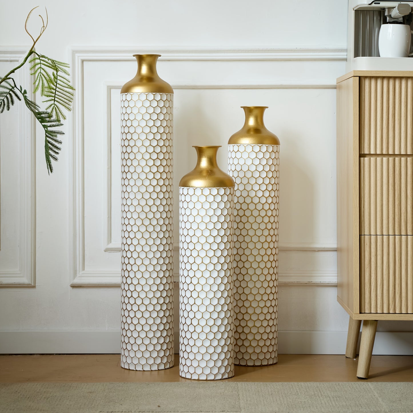 3pcs Set Of Gorgeous Metal Decorative Vases, Various Exquisite Patterned Vases, Home Decoration Flower Pots, Indoor Art Floor Decorations, Flower Arrangement, Fake Flowers, Reed Art, Housewarming Weddings, Mother'S Day Birthdays, Holiday Gifts