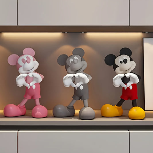 1pc Disney Mickey Mouse Statue Ornament, 11.42*7.87inch Heart Gesture Decoration, Suitable for Living Room, Desktop, TV Cabinet, Entrance Hall, Large Floor Decoration, no Electricity Required, Plastic Statue, All Season Available, Daily, Halloween Gift