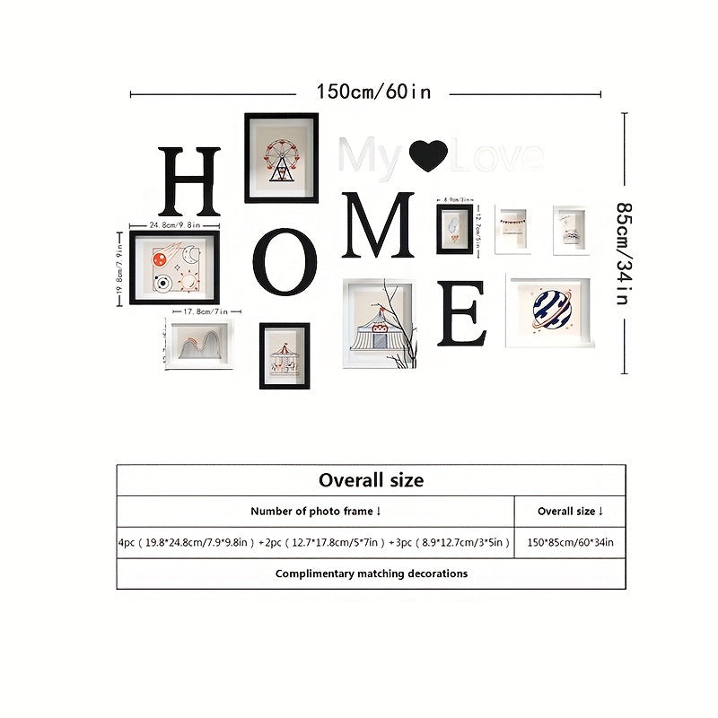 Creative Art Photo Frame Photo Wall Combination Hanging Wall 9 Decorations Internet Celebrity