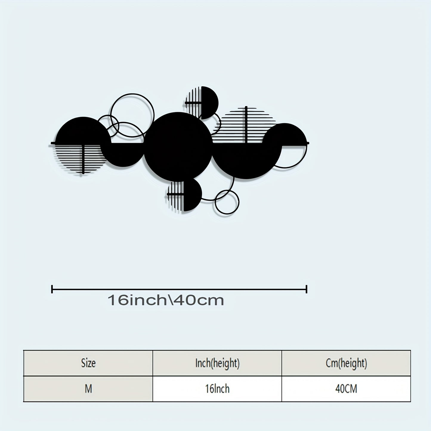 Modern Metal Wall Decor 1pc Modern Minimalist Metal Wall Decor - Black & White Geometric Circle Art with Horizontal Overlapping Circles - Powder-Coated Metal Construction - Bedroom