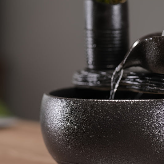 1pc Ceramic Fountain 1pc Ceramic USB-Powered Desktop Fountain | Peaceful Waterfall Design, Ideal for Living Room, Bedroom, Yoga Studio, Hotel, and Library Decor, Indoor Use, Modern Home Office Decor