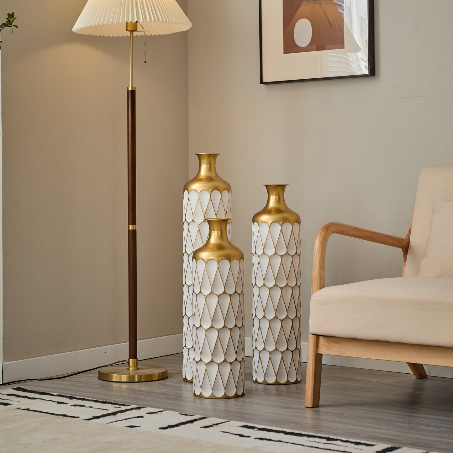 3pcs Set Of Gorgeous Metal Decorative Vases, Various Exquisite Patterned Vases, Home Decoration Flower Pots, Indoor Art Floor Decorations, Flower Arrangement, Fake Flowers, Reed Art, Housewarming Weddings, Mother'S Day Birthdays, Holiday Gifts