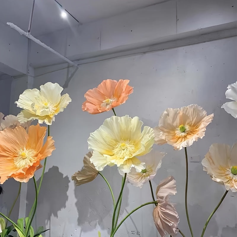 Super-large Paper Poppy Flowers 1pc Super-large Artificial Poppy Flowers - Fell To The Ground Decoration for Shopping Mall, Wedding Scene - Paper Art Flowers