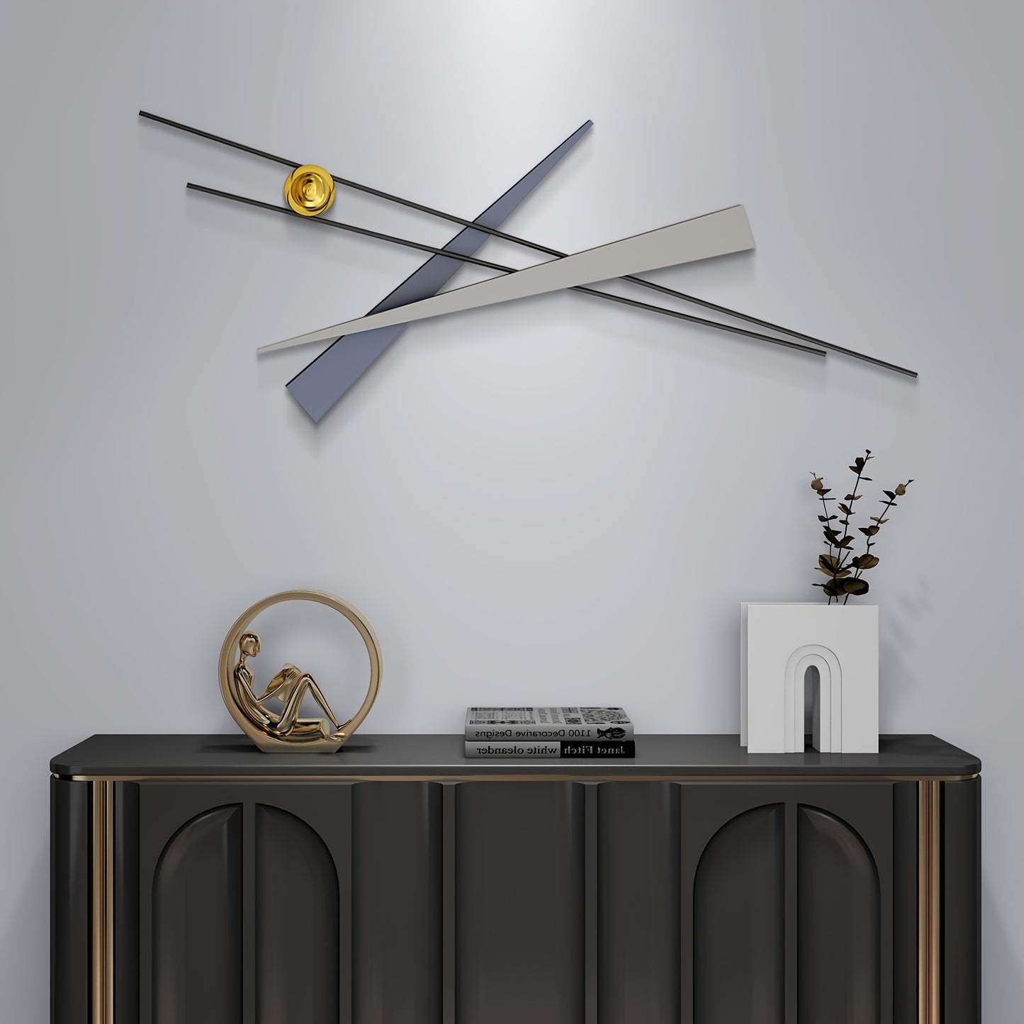 Stainless Steel Abstract 3D Metal Wall Art, Flame Finish, Modern Geometric Wall Sculpture, Minimalist Deco