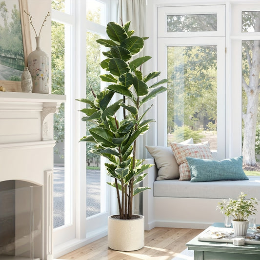 Artificial Tree for Decoration 6ft Tall Artificial Rubber Tree Oak Tree - Large Floor Plants for Home or Office Room Decoration and Birthday