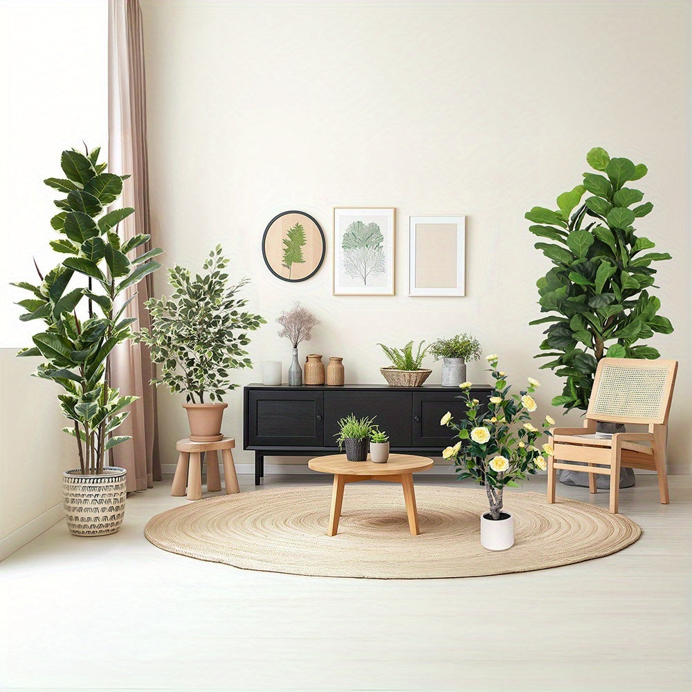 Artificial Tree for Decoration 6ft Tall Artificial Rubber Tree Oak Tree - Large Floor Plants for Home or Office Room Decoration and Birthday