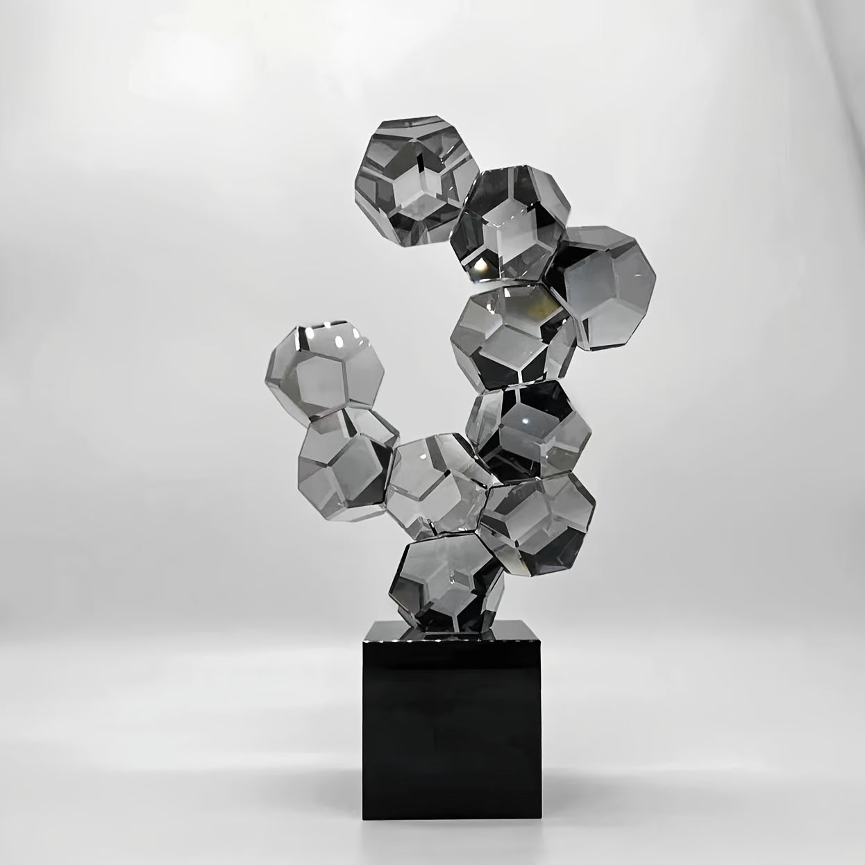 1pc Modern Geometric Glass Sculpture - Abstract Crystal-Like Decorative Piece for Living Room
